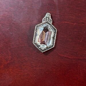 Antique Silver Necklace with Clear Gemstone